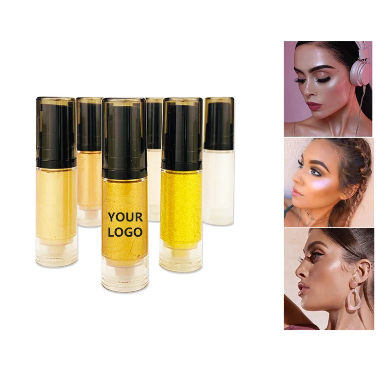 Wholesale Highlighter Makeup Liquid Shimmer Highlighter 6 Colors Face Eye Body Highlighter Custom Private Label Cosmetics