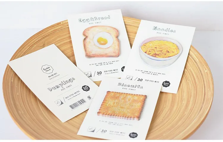 cute foods shape memo sticker pad toast Chinese bun biscuit noodles design interesting stationery stickers