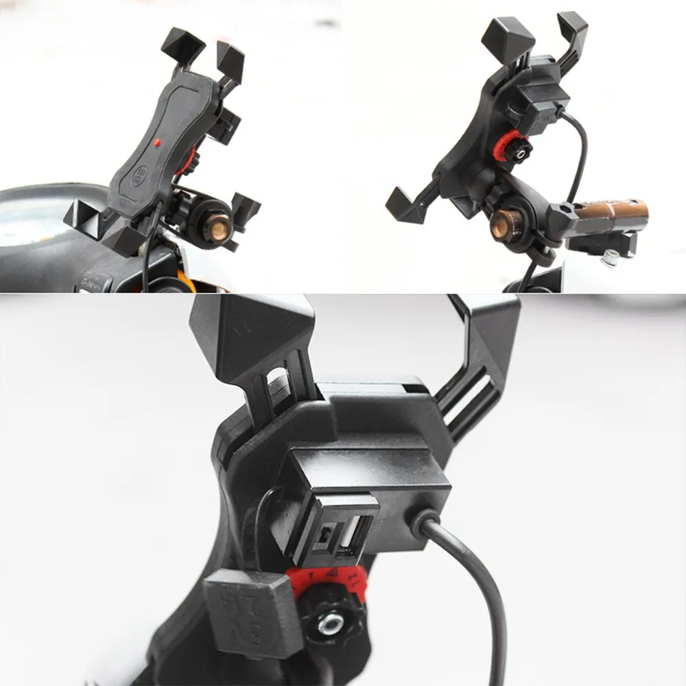 1 шт. руль мотоцикла велосипед скутер держатель для мобильного телефона 2.4A USB