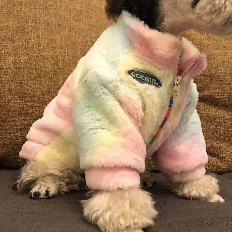 Зимнее плотное меховое пальто для собак красочная одежда кошек жилет домашних