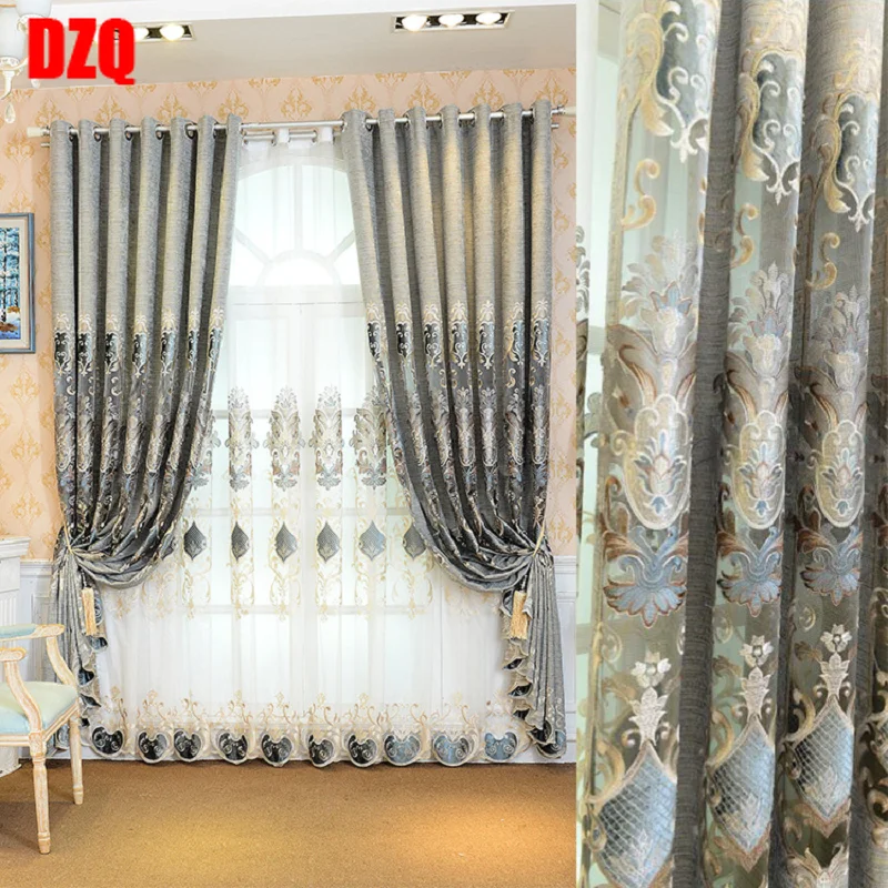 

Nordic Style Curtains for Living Dining Room Bedroom Chenille Embroidery Curtains Tulle Finished Product Customization