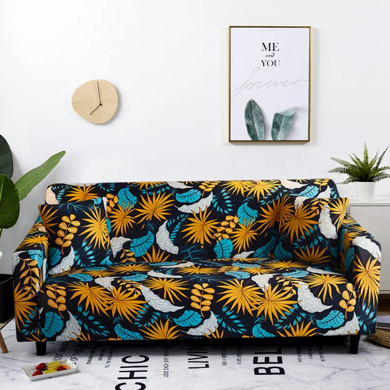 

Stretch Elastic Sofa Covers for Living Room Print Fully-wrapped Sectional L shape Couch Cover Armchair Slipcovers 1/2/3/4 Seater