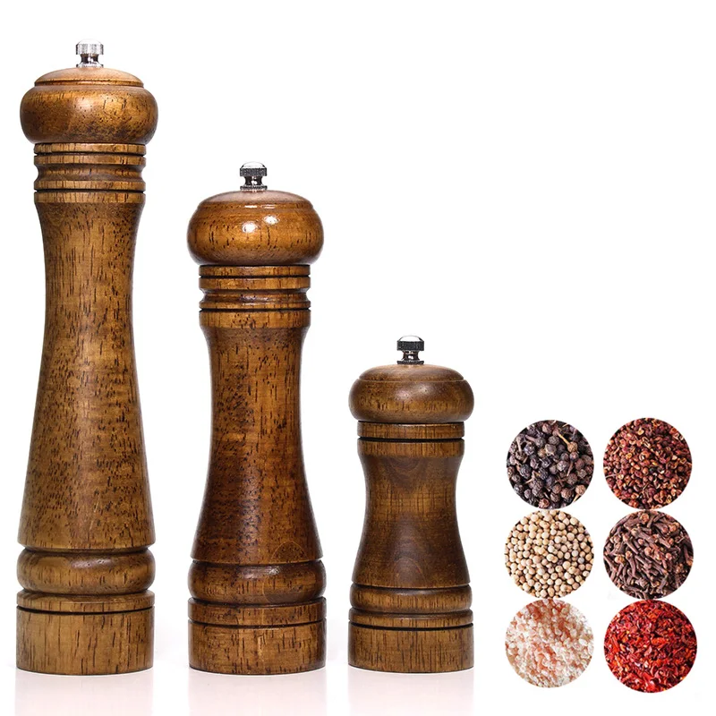 

Classic Style Oak Pepper Mill Grinder Wooden Manual Grinding Salt Pepper Powder Spice Shakers Household Kitchen Cooking Tool