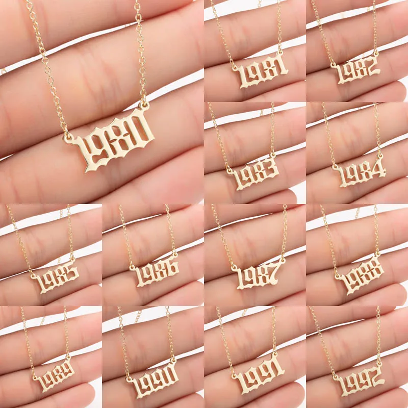 Sasusp Special Date Year Number Necklace Women Men The Shape of 1995 1996 1998 1999 Pendant Necklaces Personalize Collares 2021 images - 6
