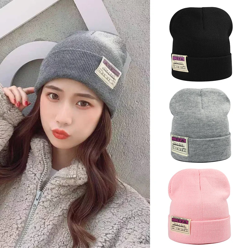 

Однотонные вязаные шапки для мужчин и женщин, простая вязаная шапка унисекс, теплые шапочки в стиле хип-хоп, облегающие шапки, модные уличны...