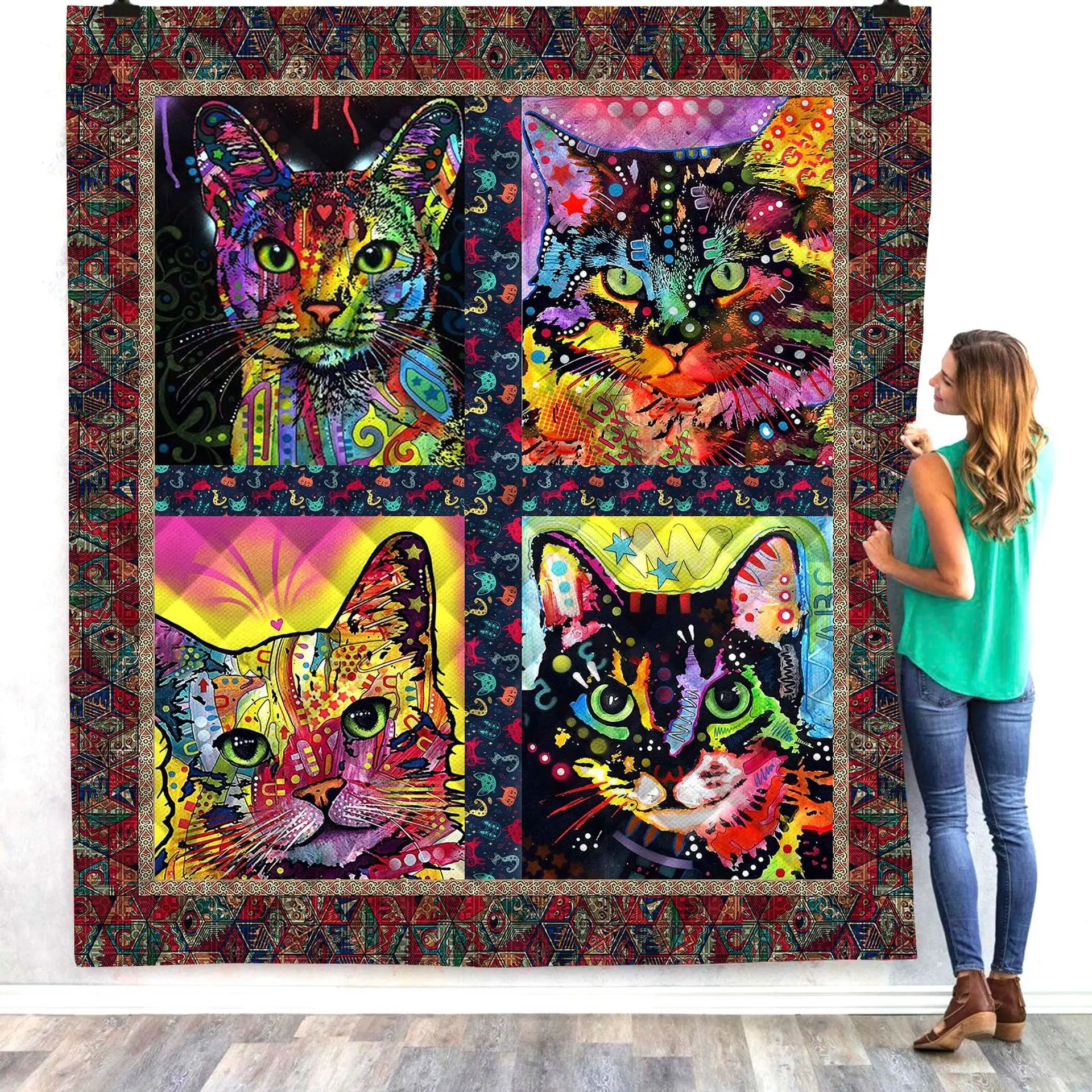 

Halloween cat cute 3D printed Quilt Blanket Kids Adults Bedding Throw Soft Warm Thin Office Blanket With Cotton Quilt style-5