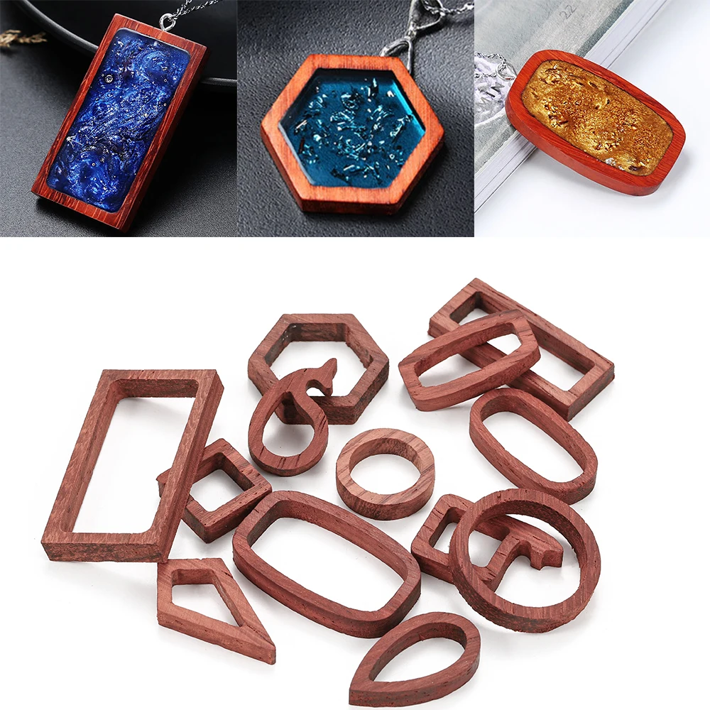 13Style Open Bezel Back Pendant Frame Geometric Shaped Charms DIY Epoxy Resin Wood Pendants For Jewelry Making Crafts Supplies
