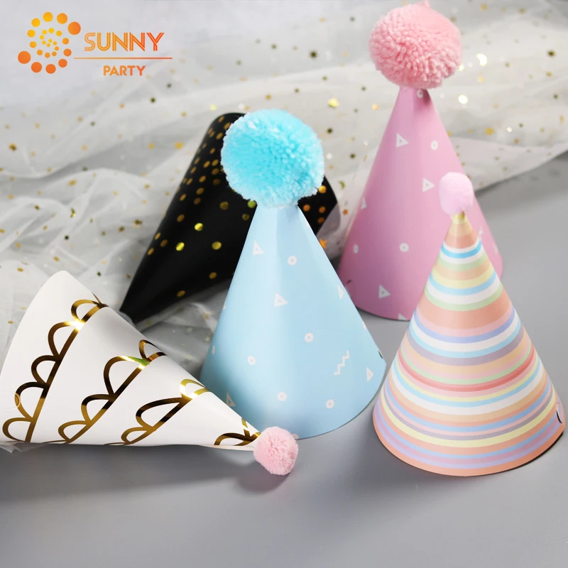 Детские вечерние шапки в стиле Ins Разноцветные полосатые колпачки горошек