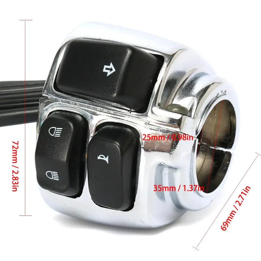

1 Pair Motorcycle 1" Handlebar Control Switch Housing Wiring Harness For Harley