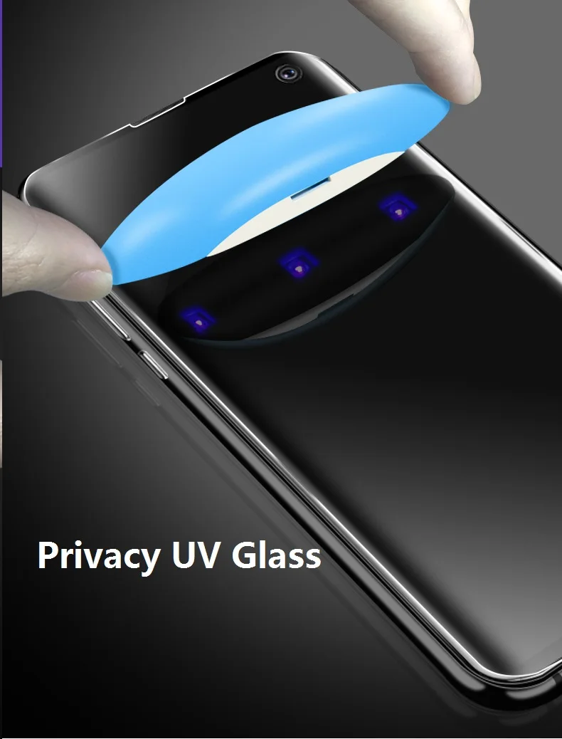 

UV Privacy Tempered Glass screen protector For Samsung Note 10pro 8 9 Galaxy S8 S9 plus liquid screen protector case friendly
