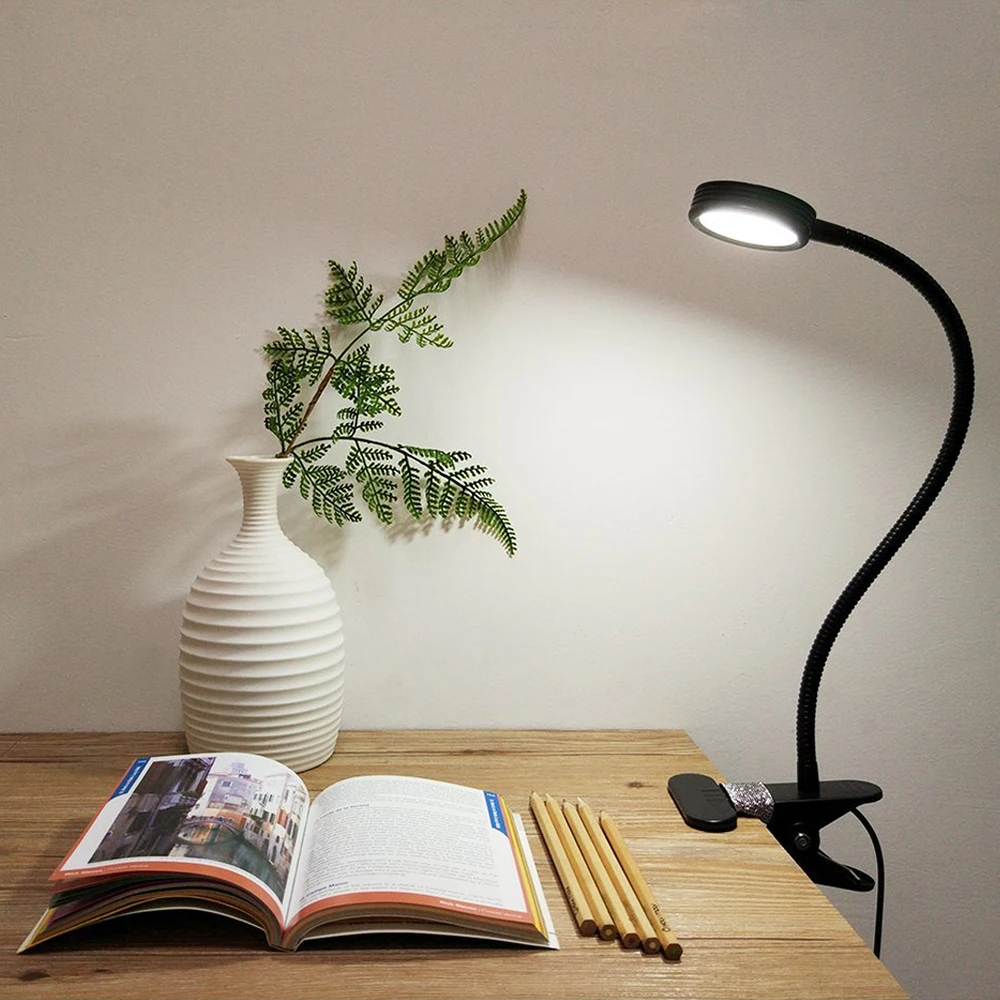 Зажим настольная лампа дизайн USB регулируемый холодный белый настольный