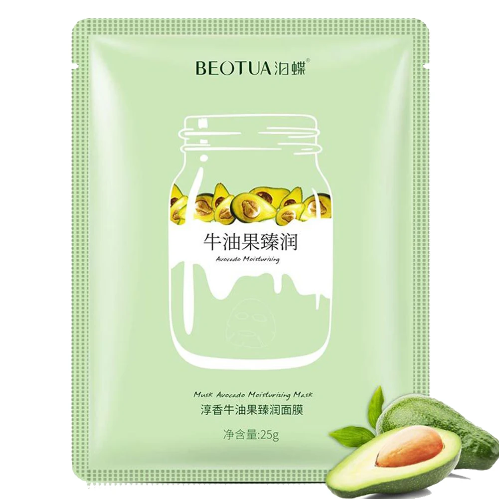

Skin Care Natural Fruit Facial Mask Moisturizing Oil-Control Blueberry Strawberry Avocado Fruit Sheet Face Mask 1pc
