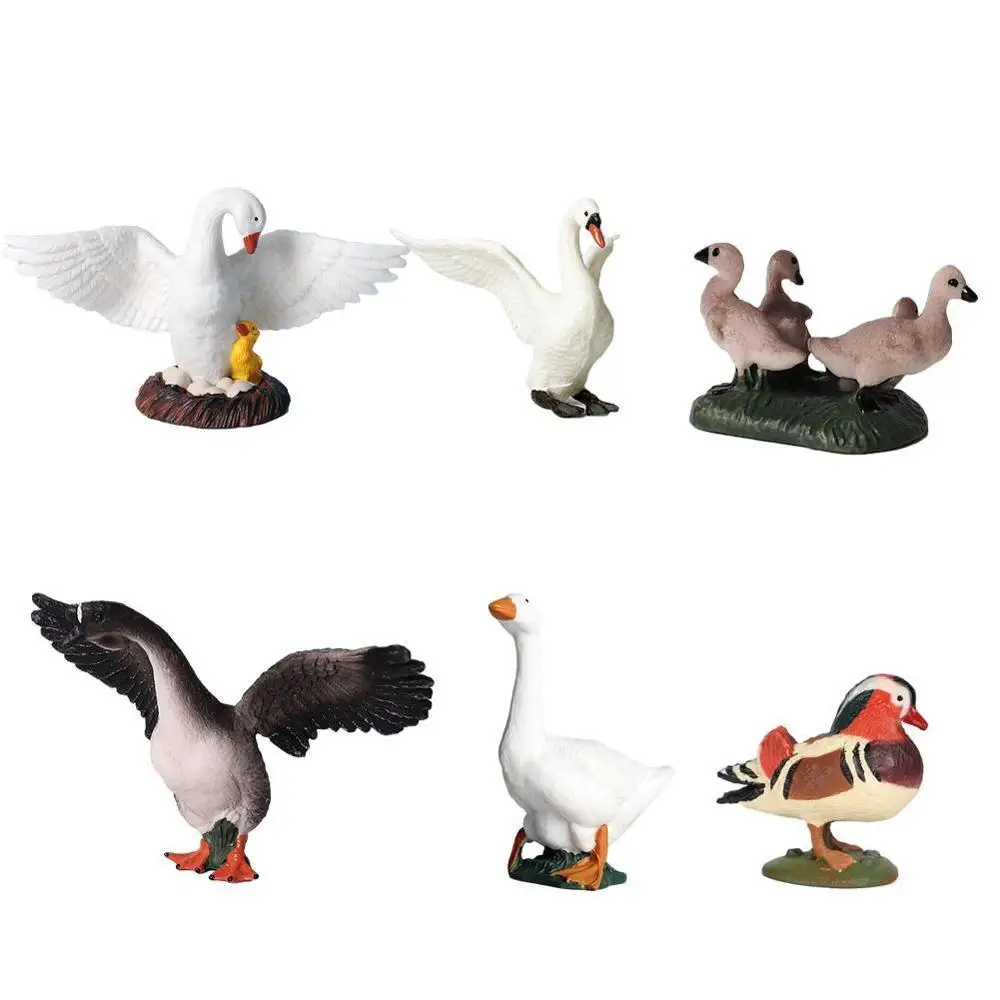 Лебедь мандаринка модели животных и курица фигурка утки домашний декор
