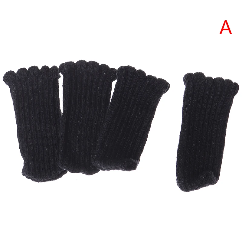 

4PCS Knitted Chair Leg Cover Socks Floor Protector Table Foot Knitting Socks Skidproof Door Handle Cover Home Decor