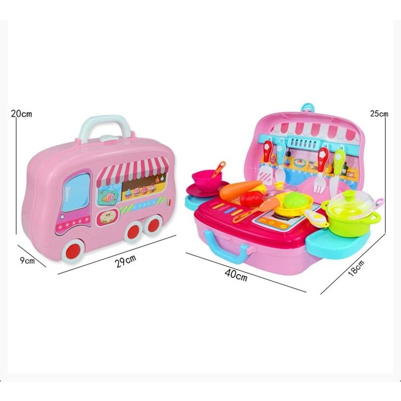 

Kids Pretend Play Simulation Toys with Suitcase Children Role Playset Bus Toys