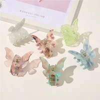 hot selling new ins butterfly acetate hair claw acrylic resin colorful hair clip jaw clamp grab for women accessories girls