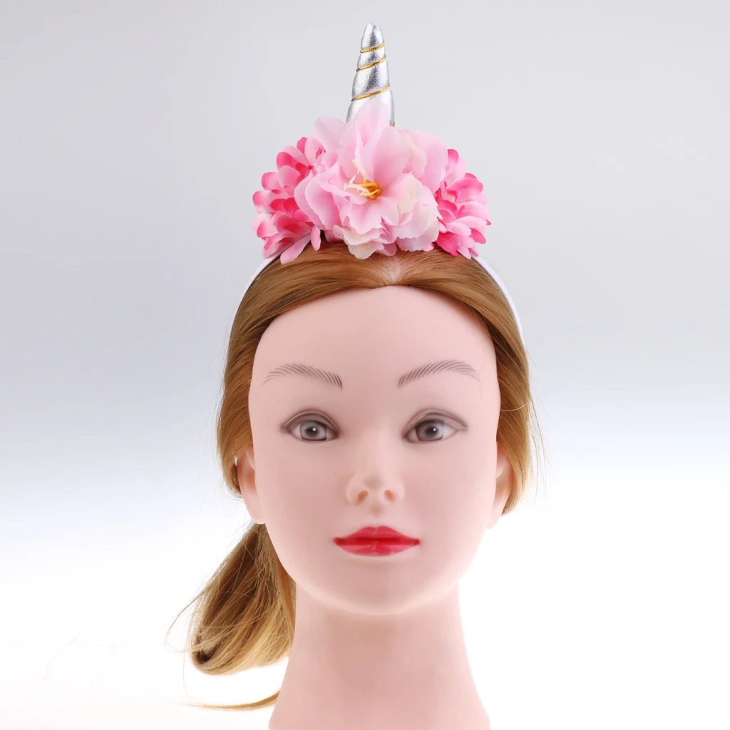 Фестиваль Рождественские декоративные Рог единорога Розовая роза цветок пони и