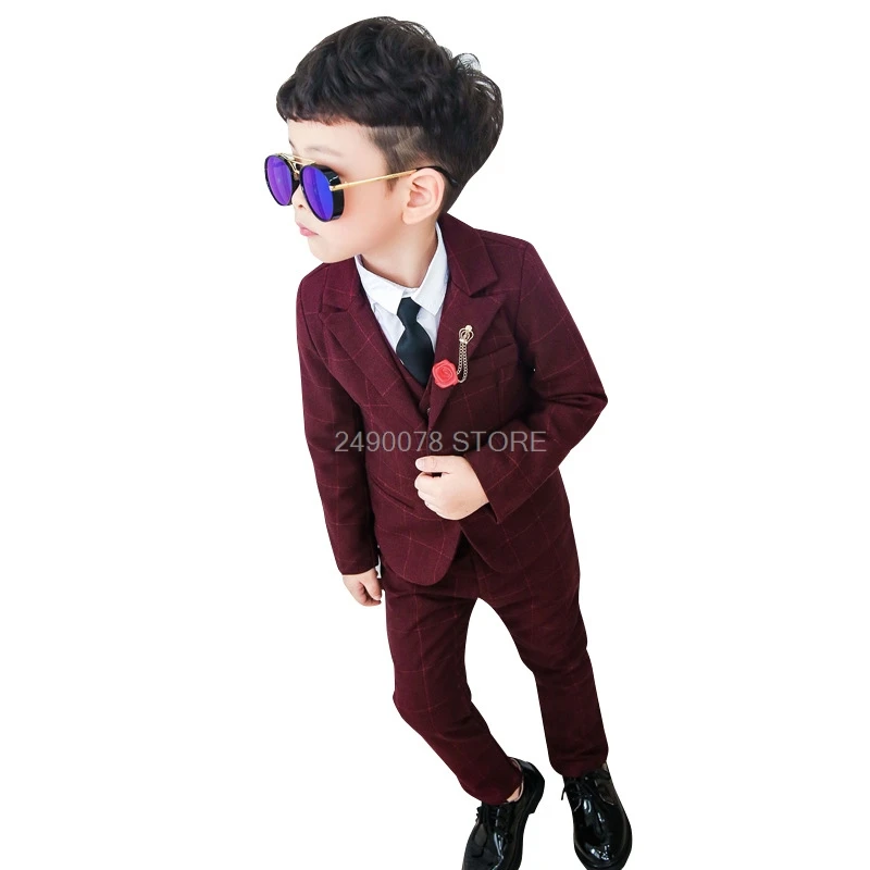 

Boys Suit For Weddings Kids Enfant Garcon Mariage Suit Children Formal Jacket Vest pants Tie 4Pcs Tuxedo Dress Clothing Set