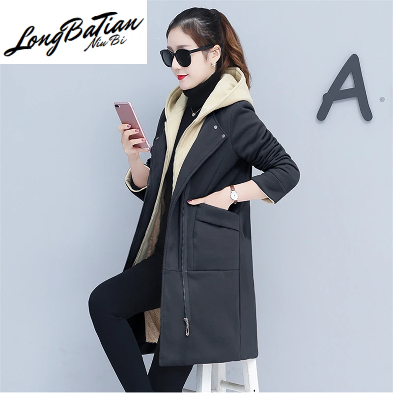 

Winter Hooded Long sleeve Warm Outwear Women Plus size Loose Red Ladies Coat Korean Casual Female Jacket