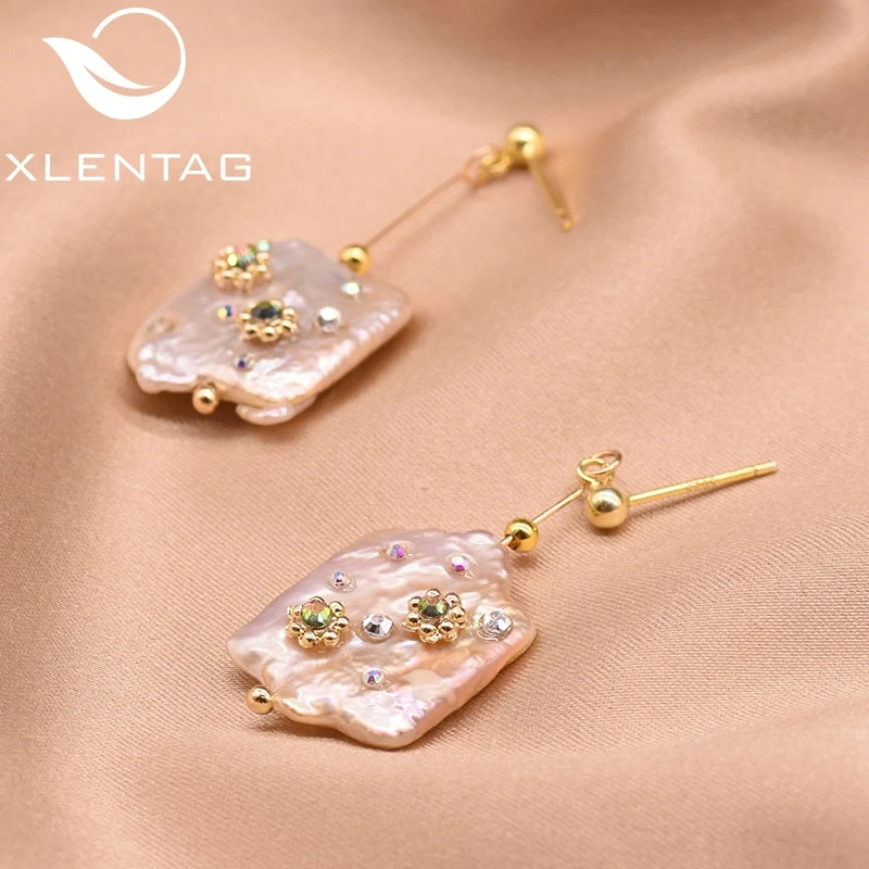 XlentAg Винтажные серьги в стиле барокко с розовым жемчугом висячие для женщин и