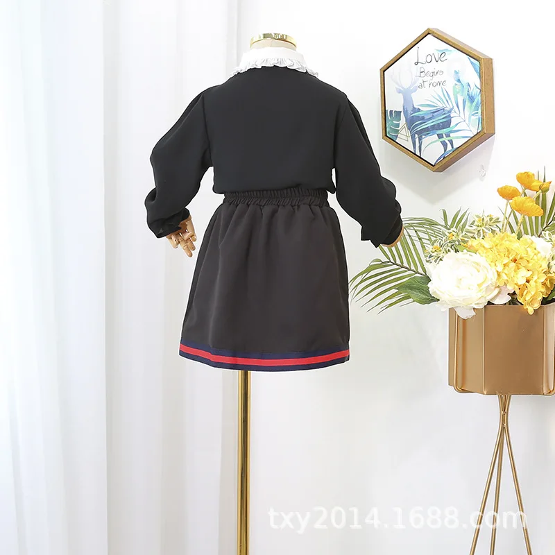 Костюм для девочек 2019 г. Новая Осенняя модная детская одежда кружевная рубашка с