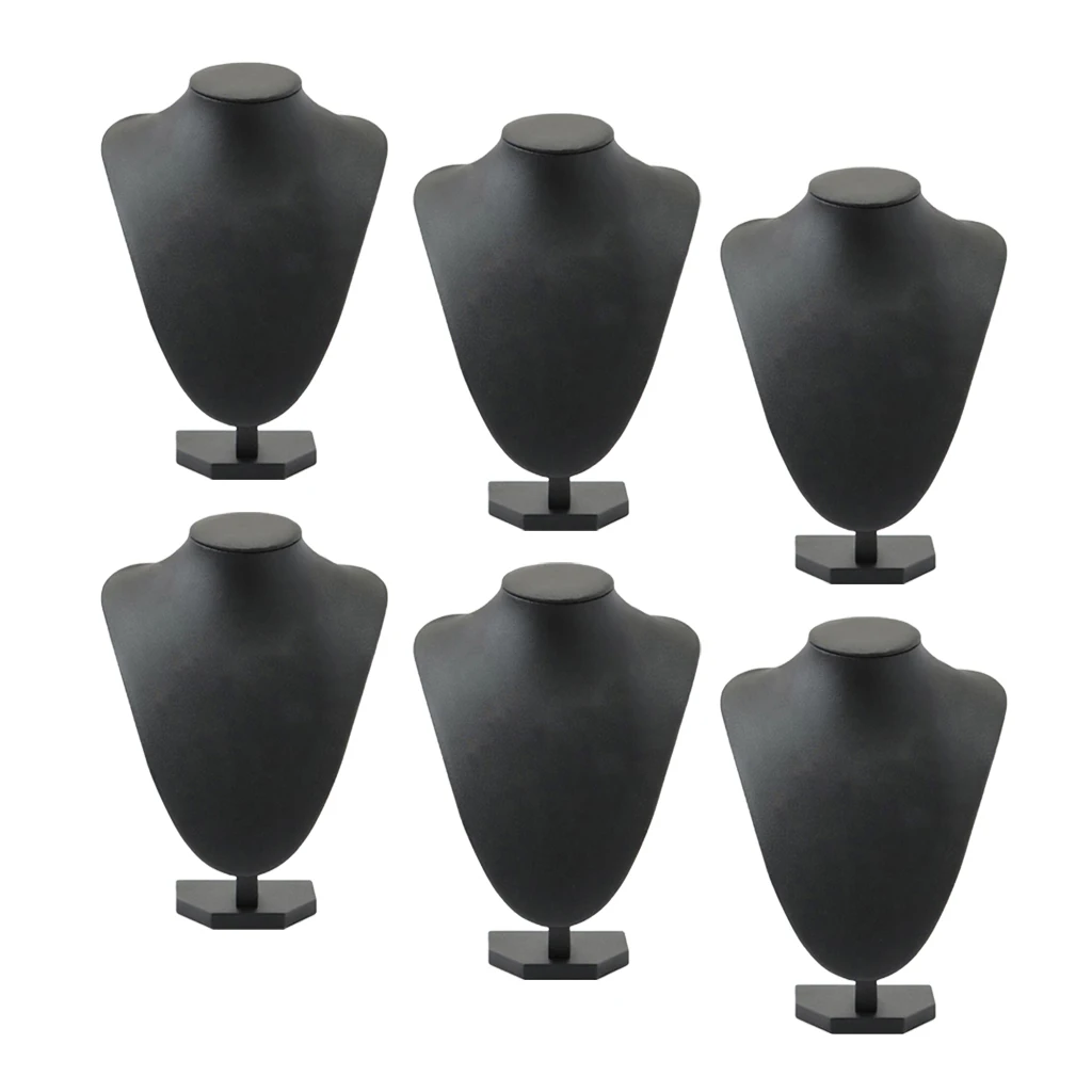 

6x Woman Girl Black Necklace Display Rack Jewelry Display Mannequin 21x16cm