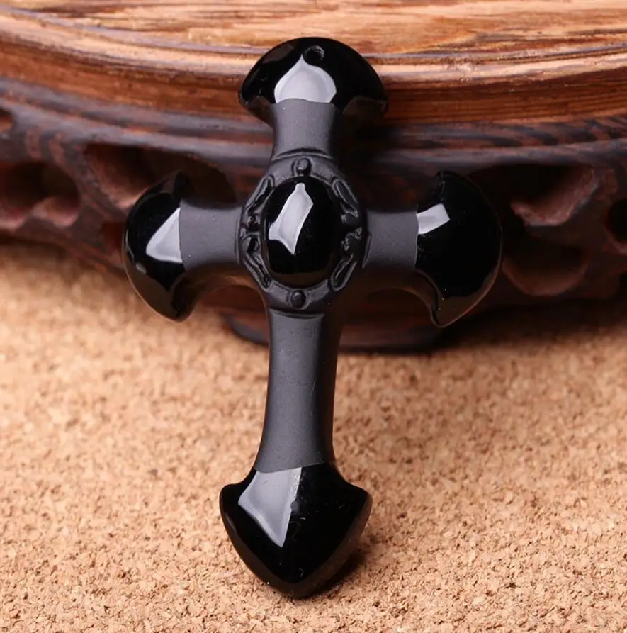 Модные ювелирные изделия Бесплатная доставка натуральный камень обсидиан кулон