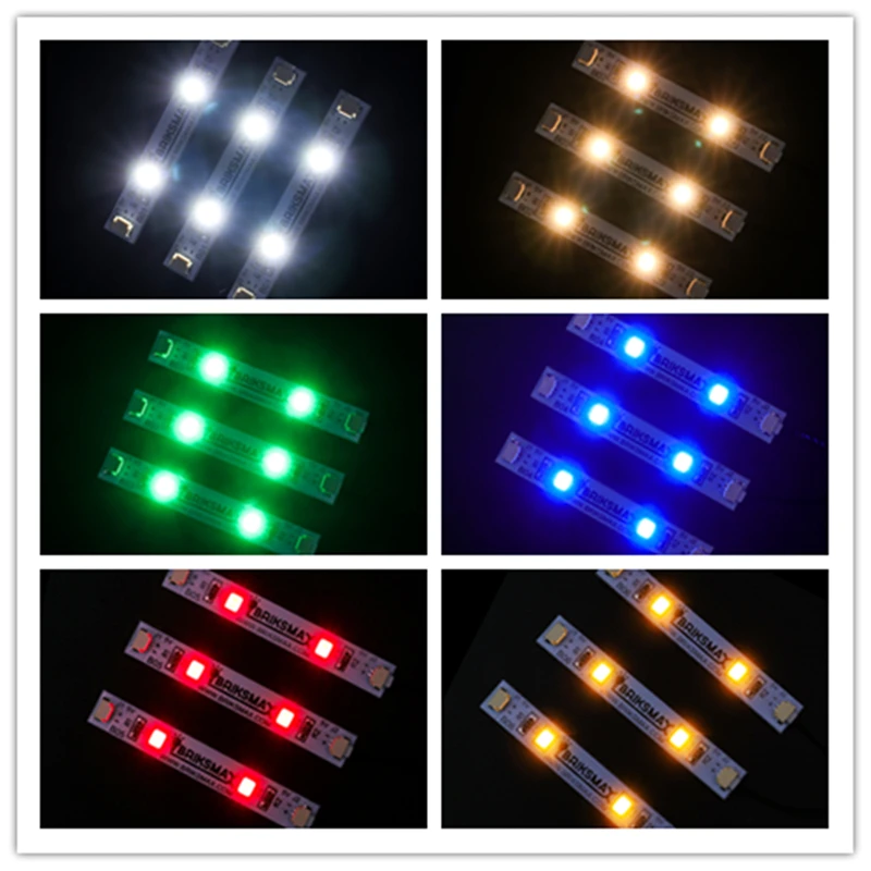 BriksMax Led Light Accessories For DIY Fans 3 PCS/Pack Colorful Strip Lights With Adhesive Compatible With Building Blocks Model