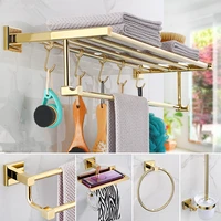 bathroom accessories towel rackpaper holder toilet brush holdertowel rangerhooks brass material gold bath hardware sets