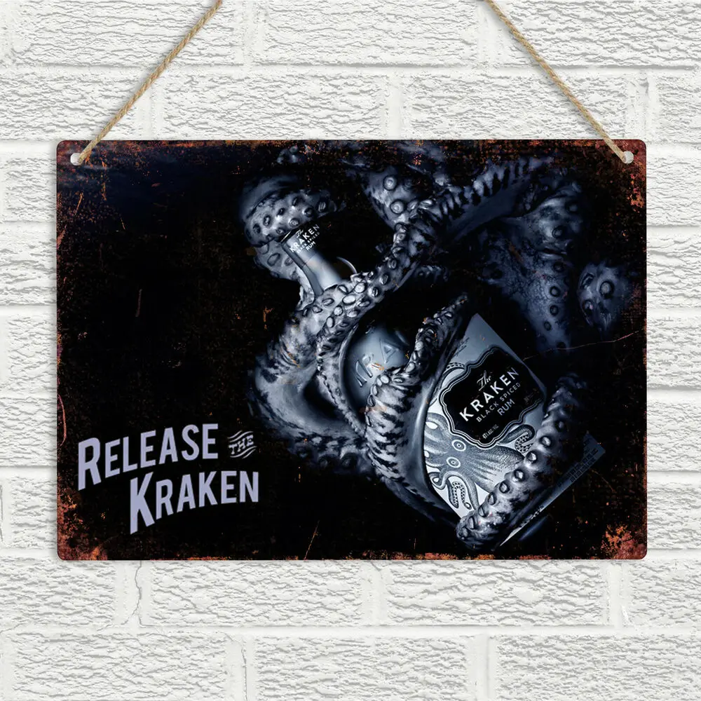 

KRAKEN BOTTLE Spiced Rum Retro Metal Wall Sign Plaque Vintage Bar Pub Man Cave