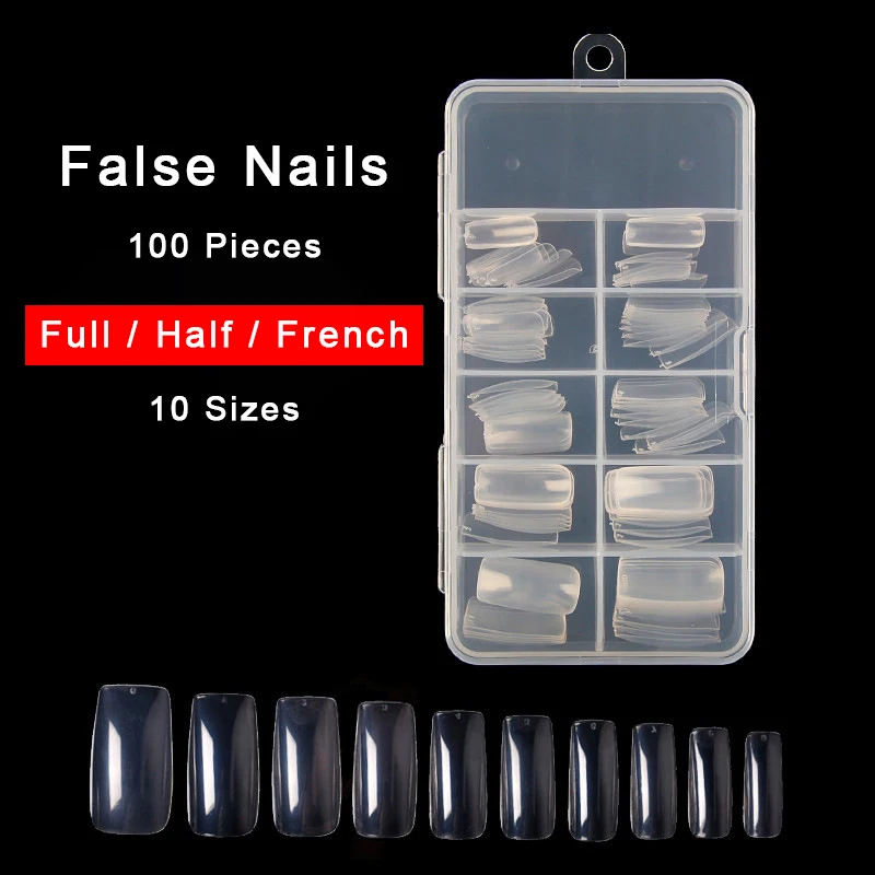 100 шт. профессиональные прозрачные искусственные накладные ногти полное