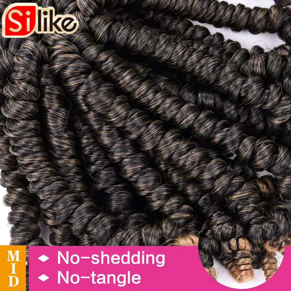 Spring Twist Corchet Hair Pre-twisted 8 inch Bomb Fluffy Synthetic Pre looped Passion Crochet Braids 20 Roots/pack |