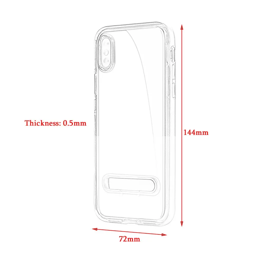 

2-in-1 Cell Phone Protective Case With Stand Support Transparent Drop Resistant Mobile Phone Cover For iPhone X