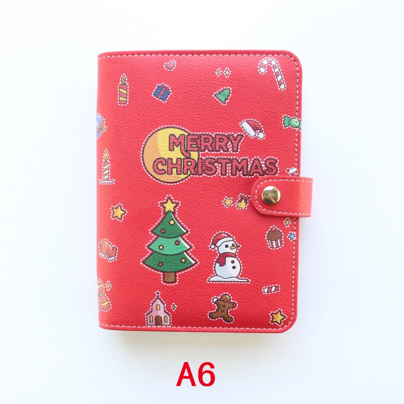 Domikee cute leather hardcover 6 rings binder planner agenda organizer office school refillable spiral notebooks stationery A5A6 - Цвет: A6 red