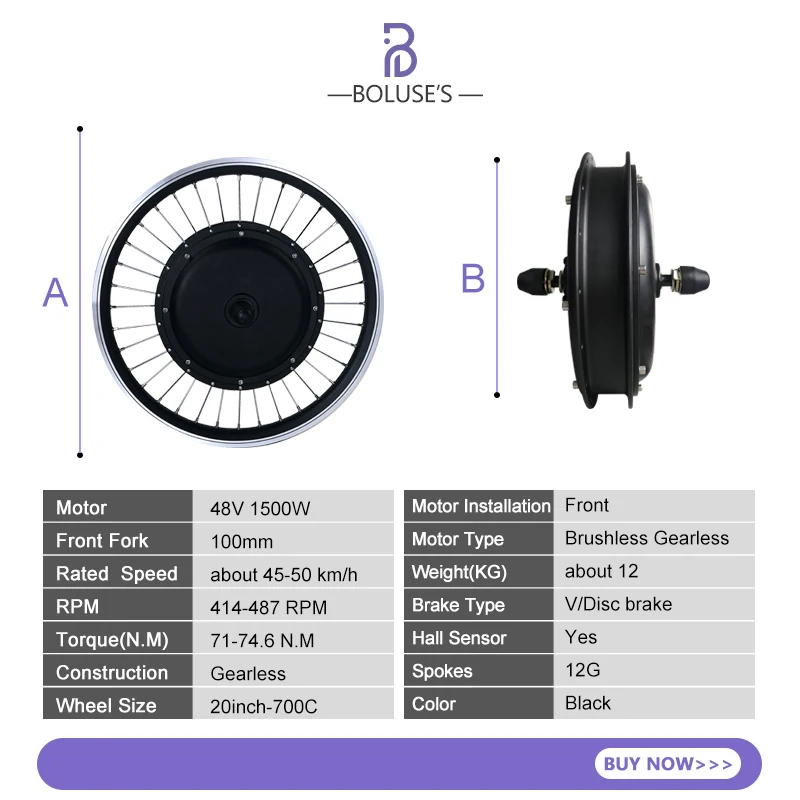 Kaufen MTB Elektrische Bike Hub Motor Kit 48V 1500W 20-29inch700C Vorne EBike Rad Hub Motor Für Elektrische Fahrrad Bike Conversion Kit