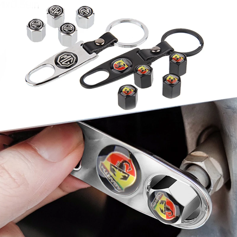 

1set Car Tire Valve Wheel Rod Cover with Wrench Keychain for TT Q3 Q5 A5 A6 A7 R8 B7 B8 C5 C6 8v S4 S7 RS3 RS4 RS5 Accessories