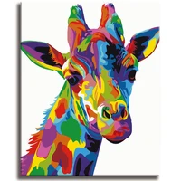 colorful giraffe paint by numbers colorful oil painting abstract 16x20 framed diy paint by numbers kit for adults beginners