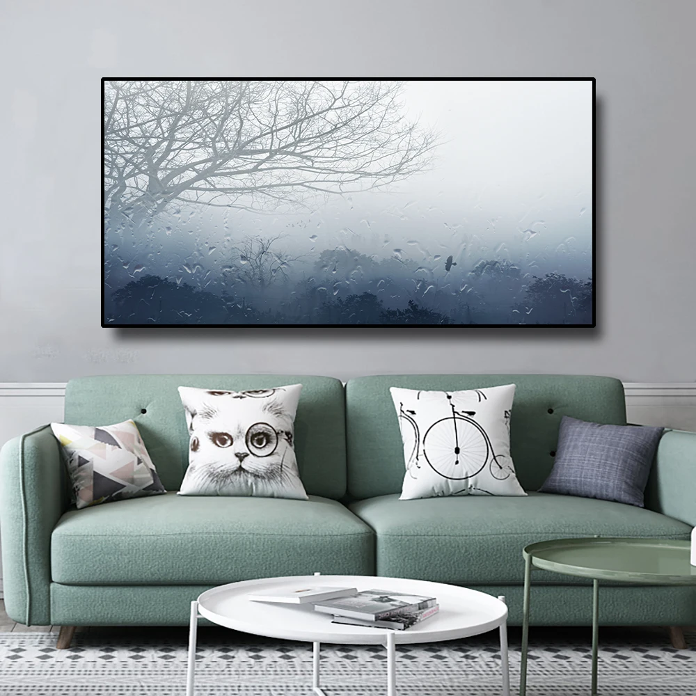 Художественный постер на холсте "Туманное утро за окном", креативная настенная декорация, современное украшение для дома, подарок для гостиничной спальни.