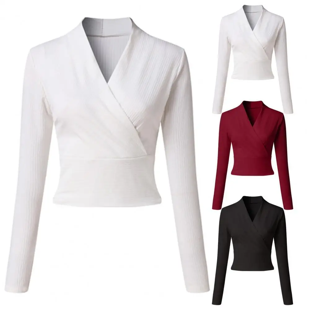 

Knitting Shirt Cross Design Tight Solid Color Women Backing Knitwear for Outdoor Streetwear Tops