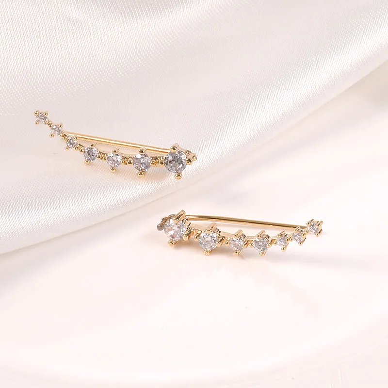 2020 модные длинные серьги-клипсы золотого и серебряного цвета с фианитами для