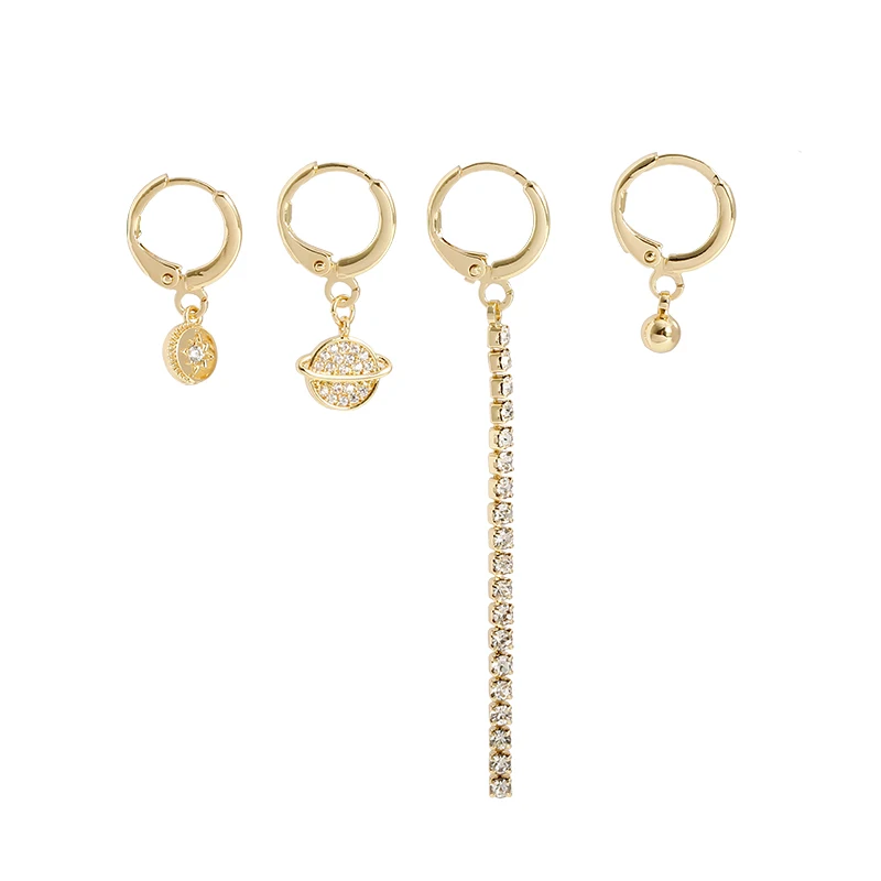 

Korean Elegant Zircon Tassel Earrings Set 2020 New Trendy Style Internet Celebrity Niche Chic Ear Studs Earrings