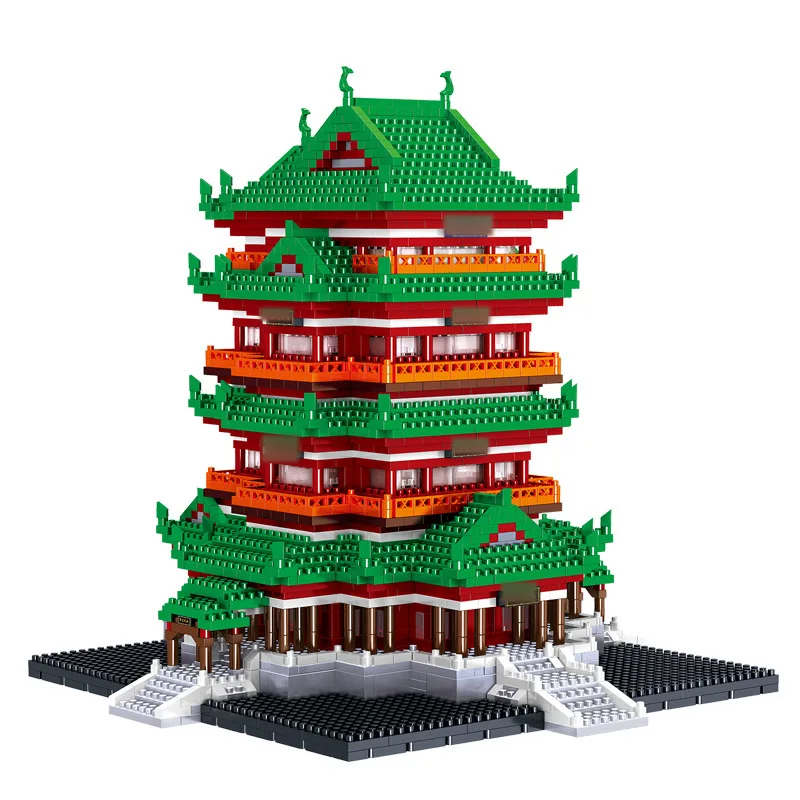 

LZ 8012 г., башня Tengwang Pavilion, модель 3D «сделай сам», миниатюрные алмазные блоки, кирпичи, игрушки для детей, без коробки