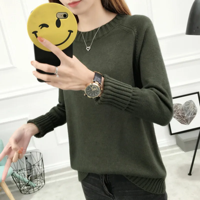 Winter Warm Green Loose Pullover Women Knitted Sweater Fall Ladies Elegant Slim Korean Sweaters Autumn Female Knitwear Tops | Женская