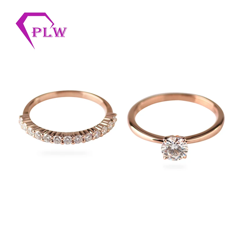 5 мм лабораторный алмаз обручальное кольцо Набор круглой огранки 14 к розовое