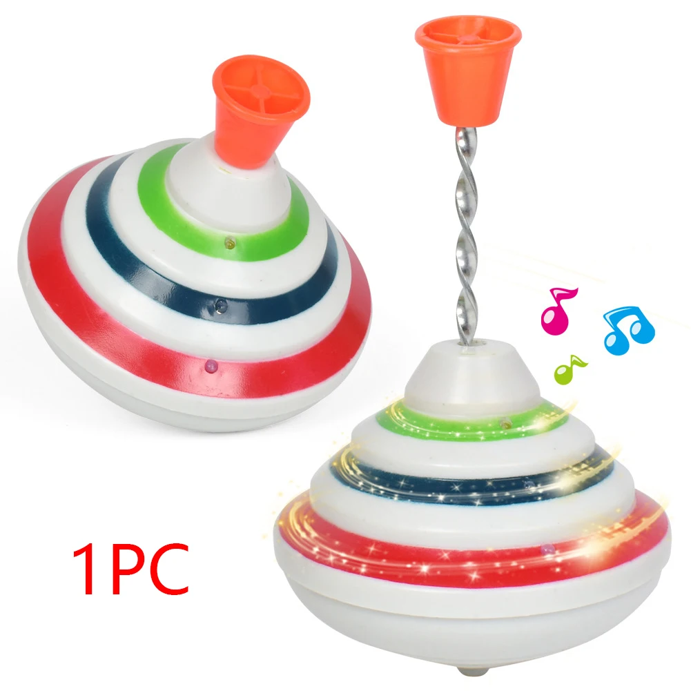 

Girl Press Funny LED Flash Classic Electric Spinner Toy Birthday Gift Portable Light Music Boys Top Gyro Kids Battery Operated