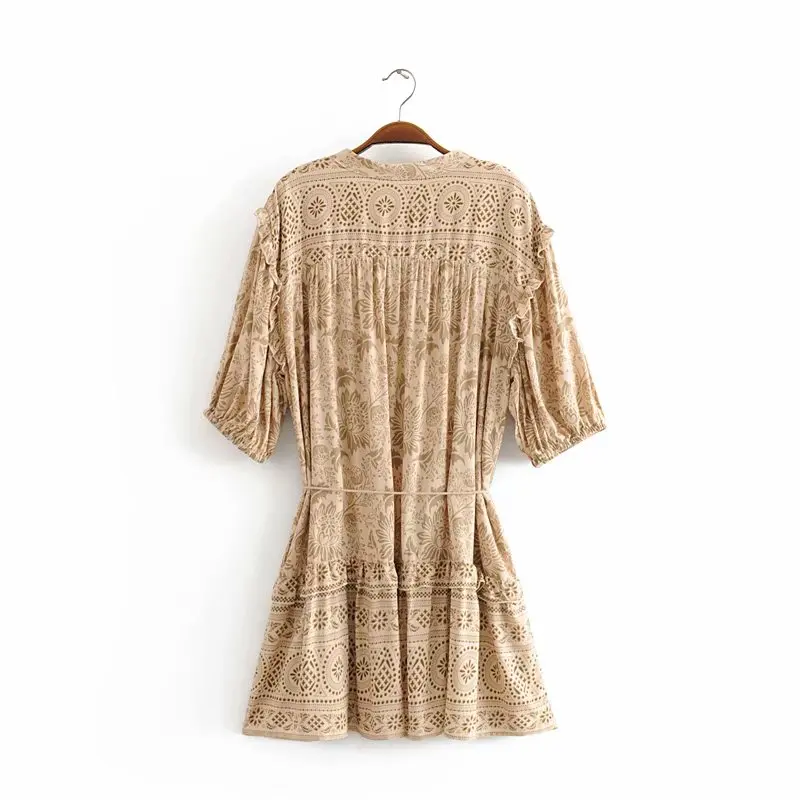 Винтажное шикарное женское платье с цветочным принтом коротким рукавом