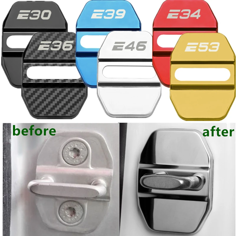 

4pcs/lot Car Emblems Accessories Case for BMW E60 E61 E62 E70 E87 E90 E91 E92 E93 E53 E30 E34 E36 E46 Door Lock Protection Cover