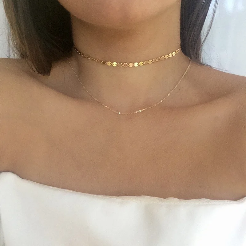 

Choker Aesthetic Necklace Chain Women Yellow Gold Color Bohemia Stainless Steel Necklaces Jewelry Lovers Collares