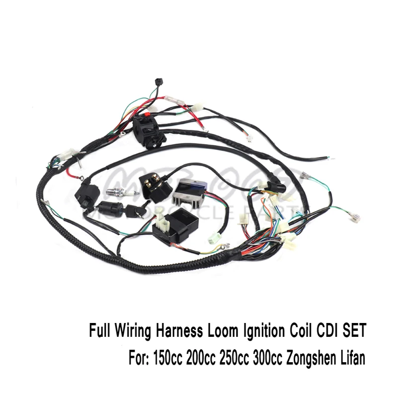 

Full Wiring Harness Loom Ignition Coil CDI For 150cc 200cc 250cc 300cc Zongshen Lifan ATV Quad Buggy Electric Start AC Engine