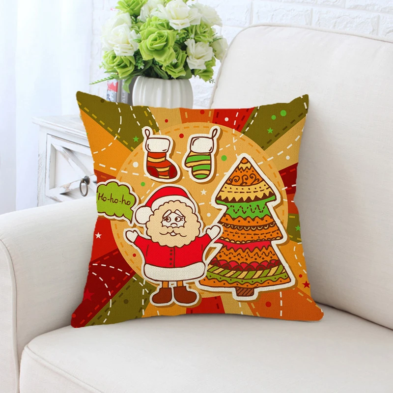

Рождественский чехол с золотистой красной подушкой 45x45 см, Санта-Клаус, искусственное Рождественское украшение для дома
